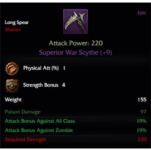 +9 Superior War Scythe 1Phy 4Str